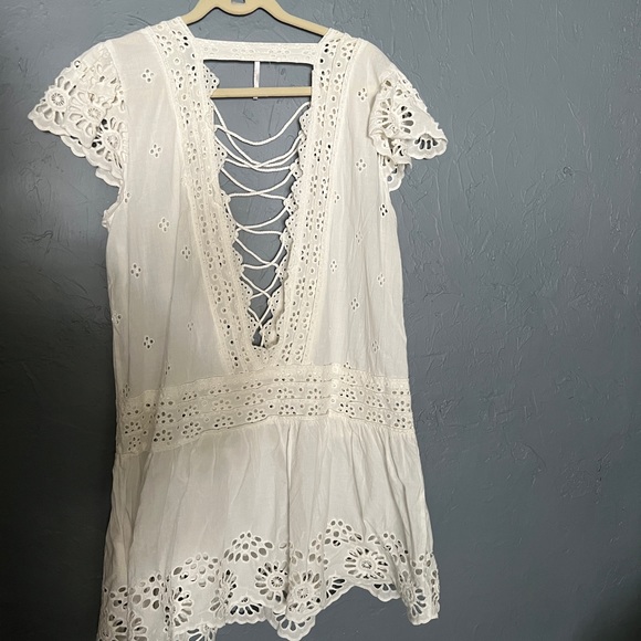 Free people Esperanza Eyelet Mini Dress sz L - Picture 10 of 11